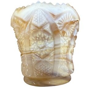 Vintage Imperial Caramel Slag Glass Toothpick Holder hairline crack‎